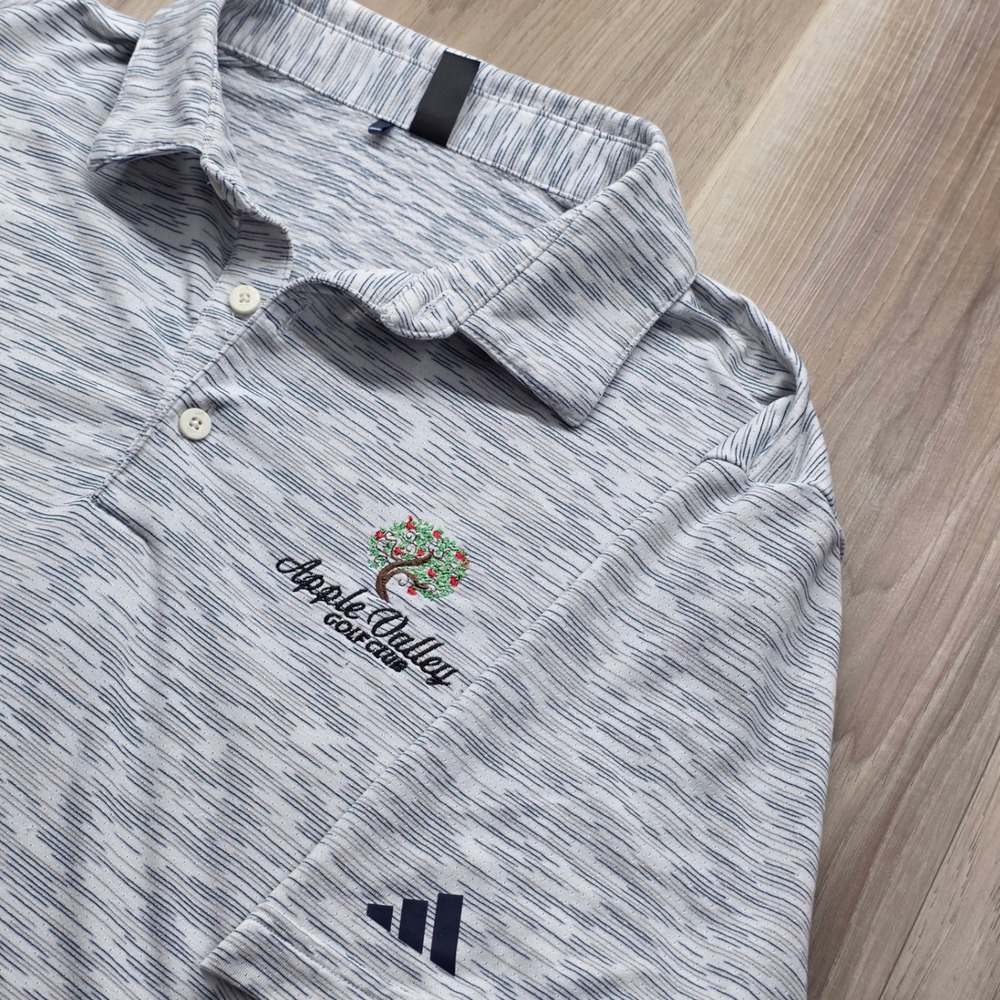 Adidas Golf Polo Shirt Apple Valley Golf Club Space Dye‎ Grey White Mens Size M